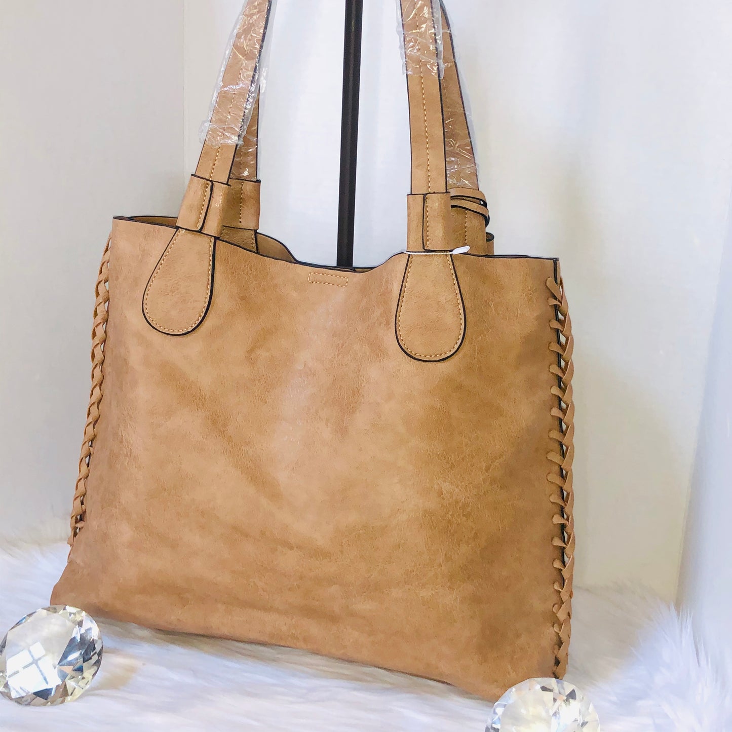 Mocha Whipstitch Tote Bag