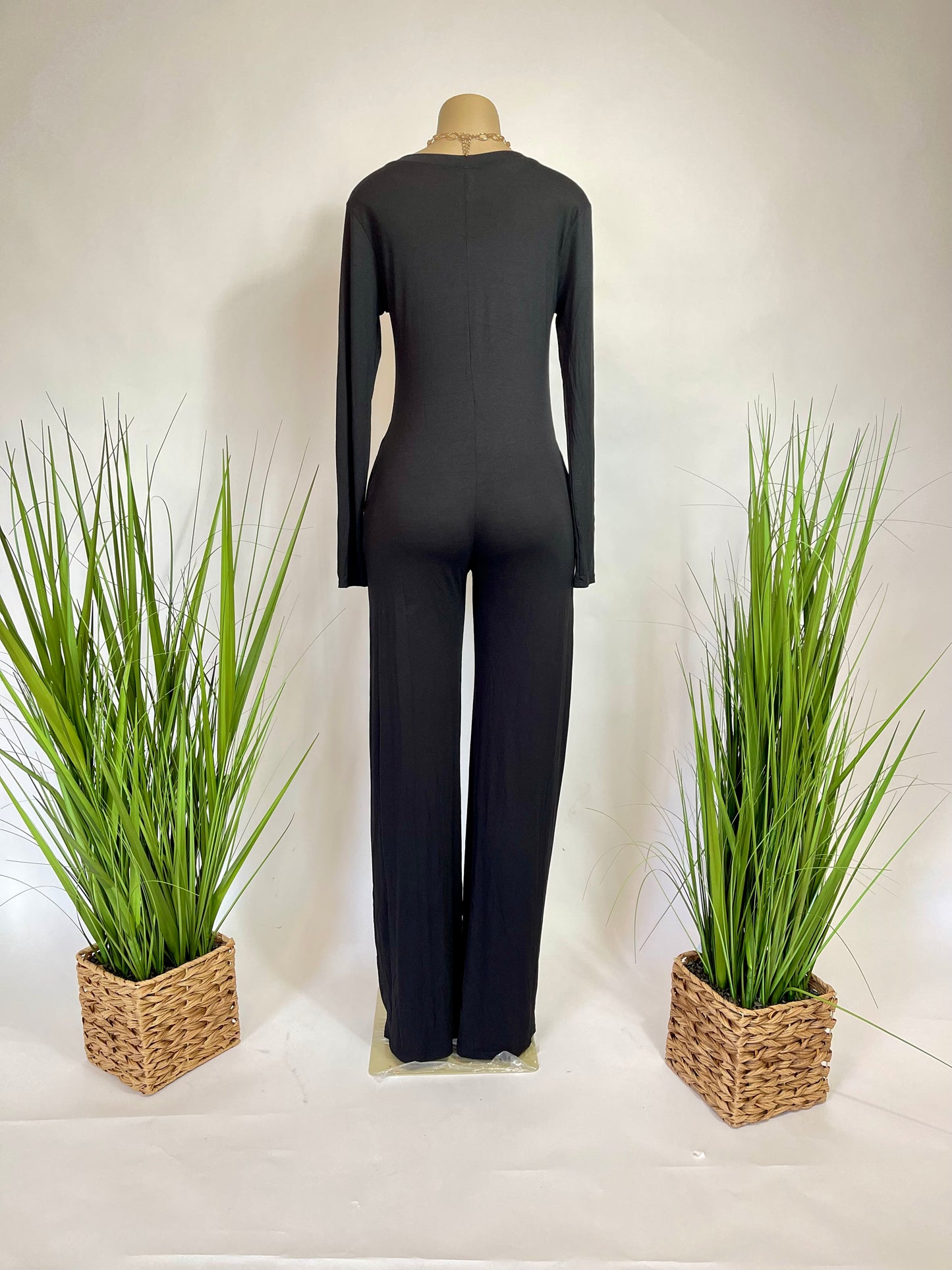 V-Shaped Wide Leg Jumpsuit