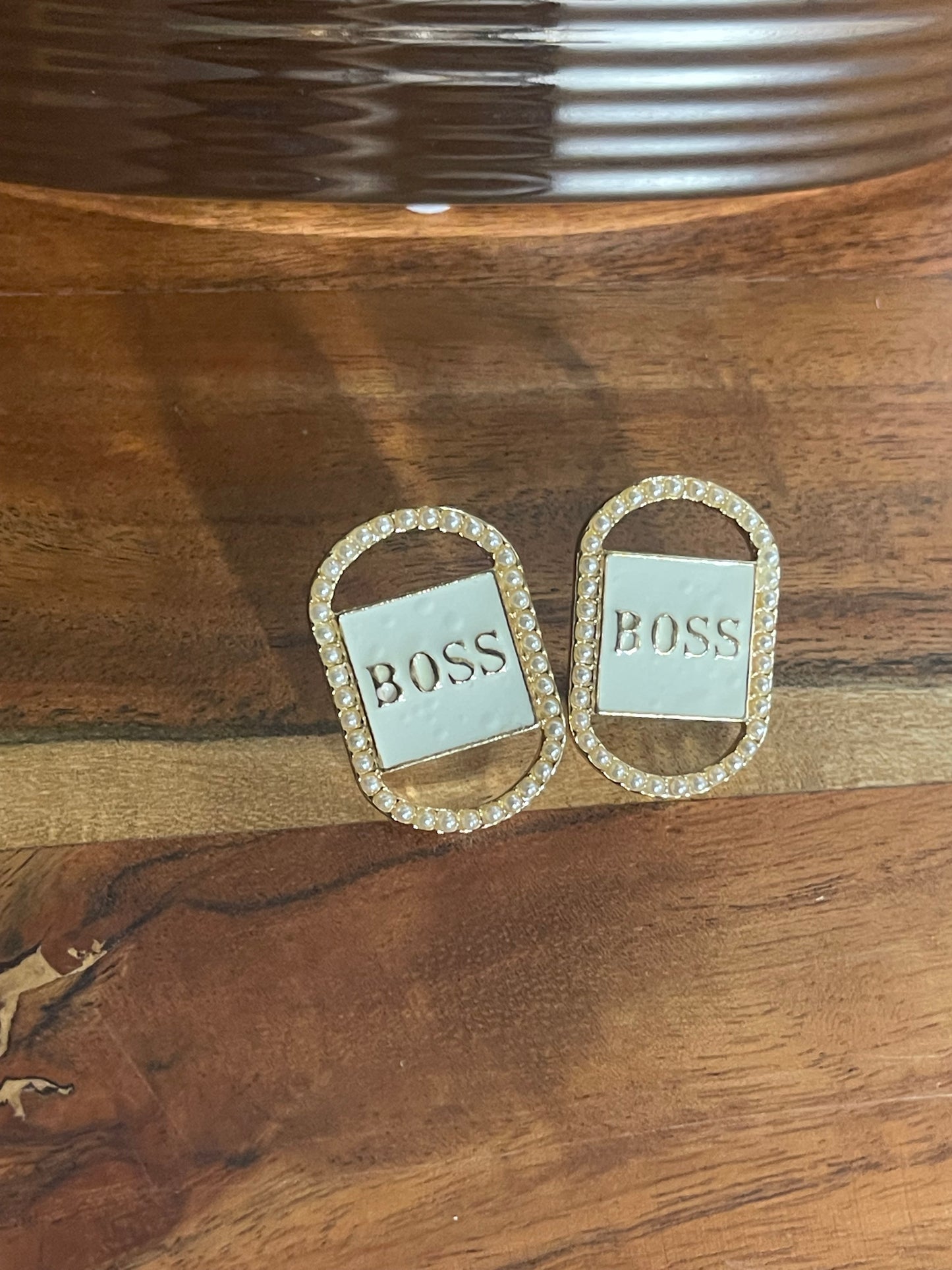 Boss Diamond or Pearls Stud Earrings