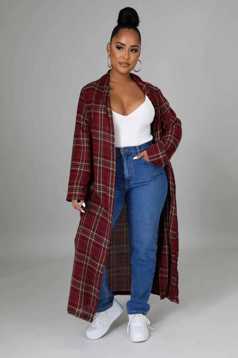 Plaid Long Cardigans