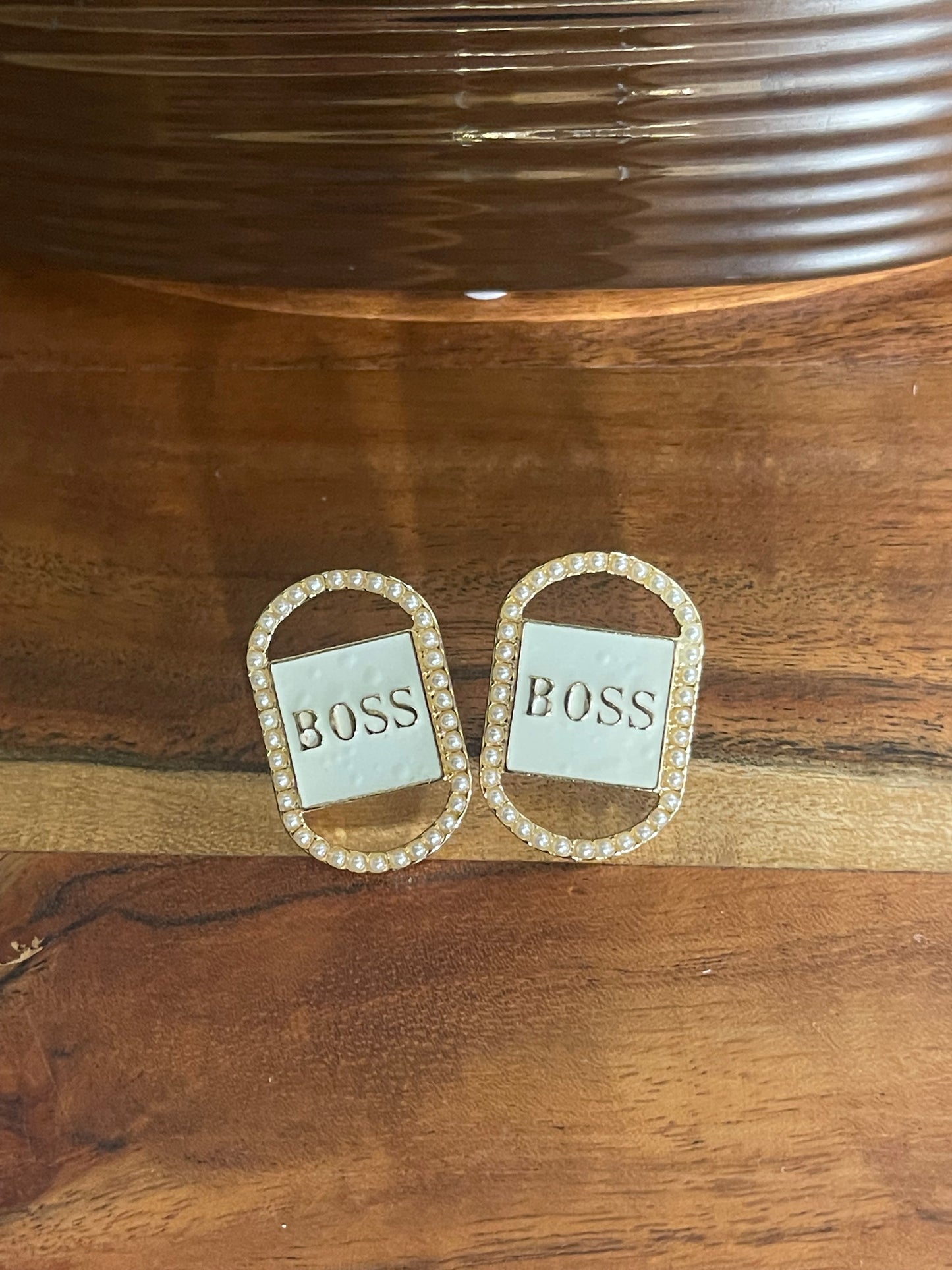 Boss Diamond or Pearls Stud Earrings