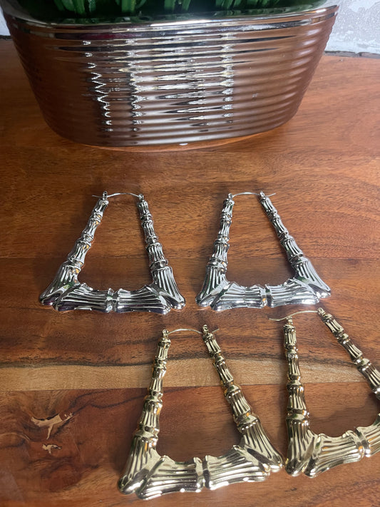 Bamboo Triangles Hoop Earrings