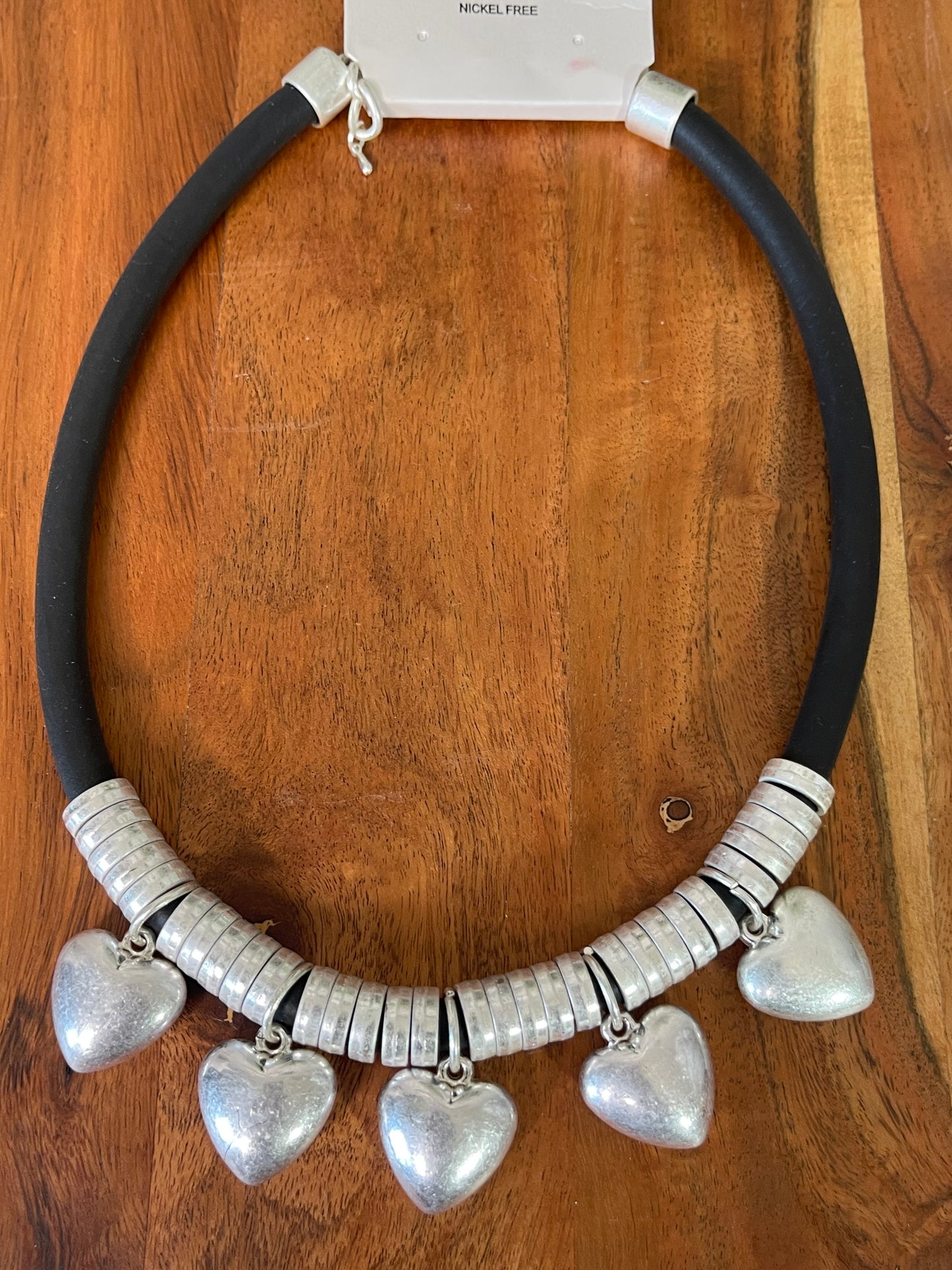 Silver 5 Heart Shaped Necklace
