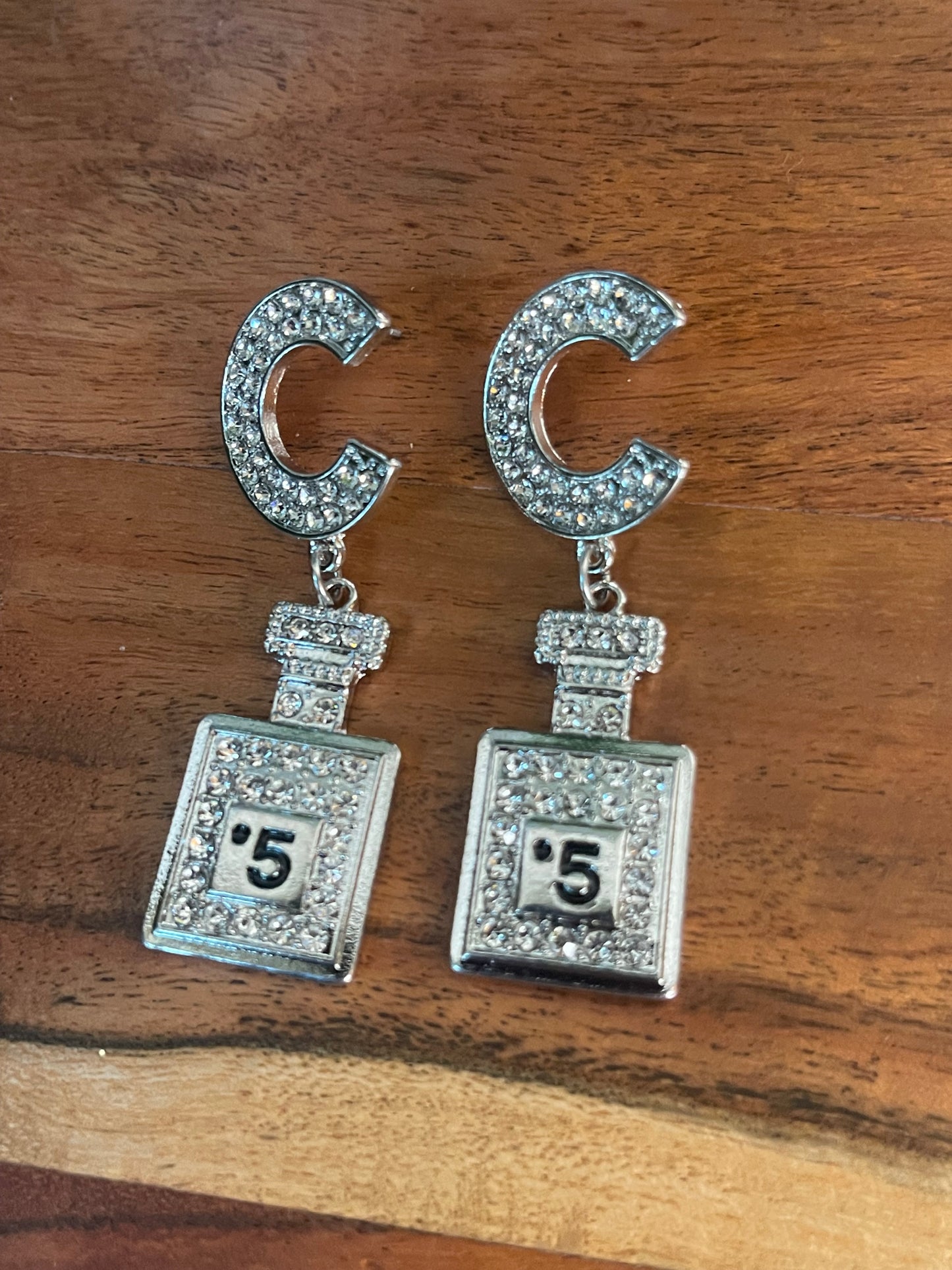 C Bling Perfume Bottle Dangling Earrings