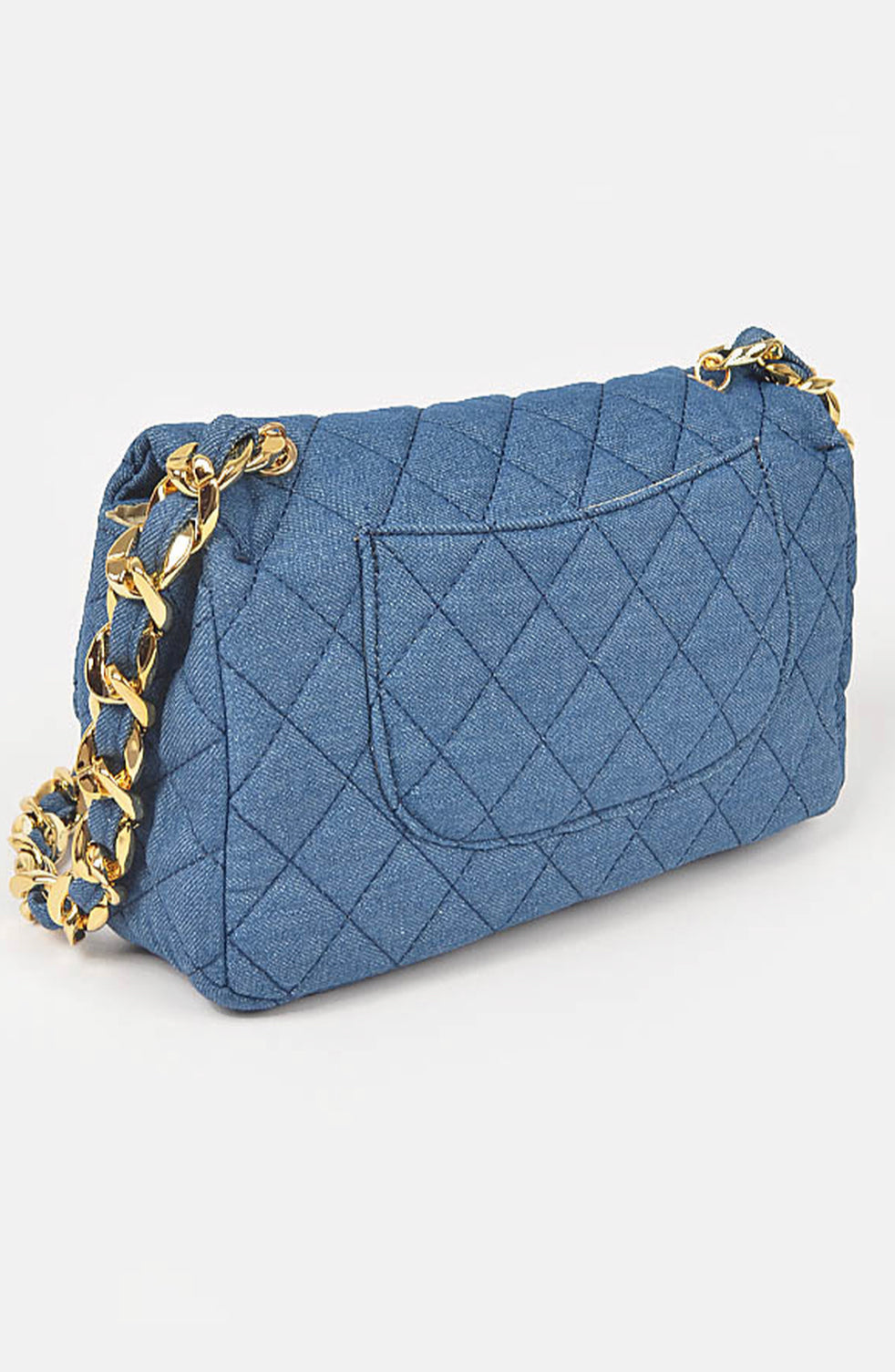 Jean Quilted Crossbody Purse with Gold Chain