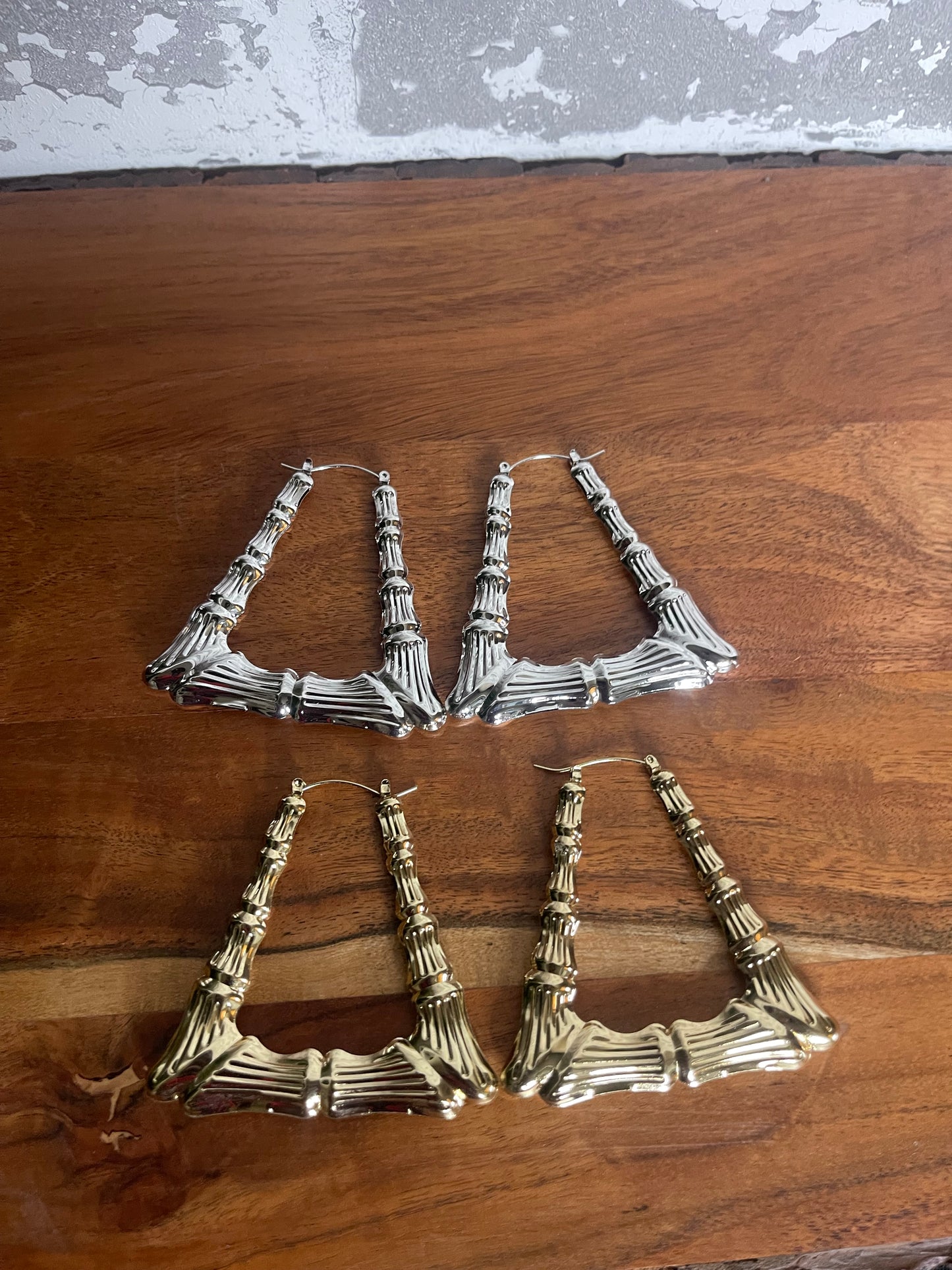 Bamboo Triangles Hoop Earrings
