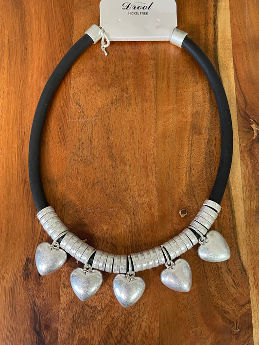 Silver 5 Heart Shaped Necklace