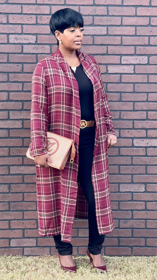 Plaid Long Cardigans