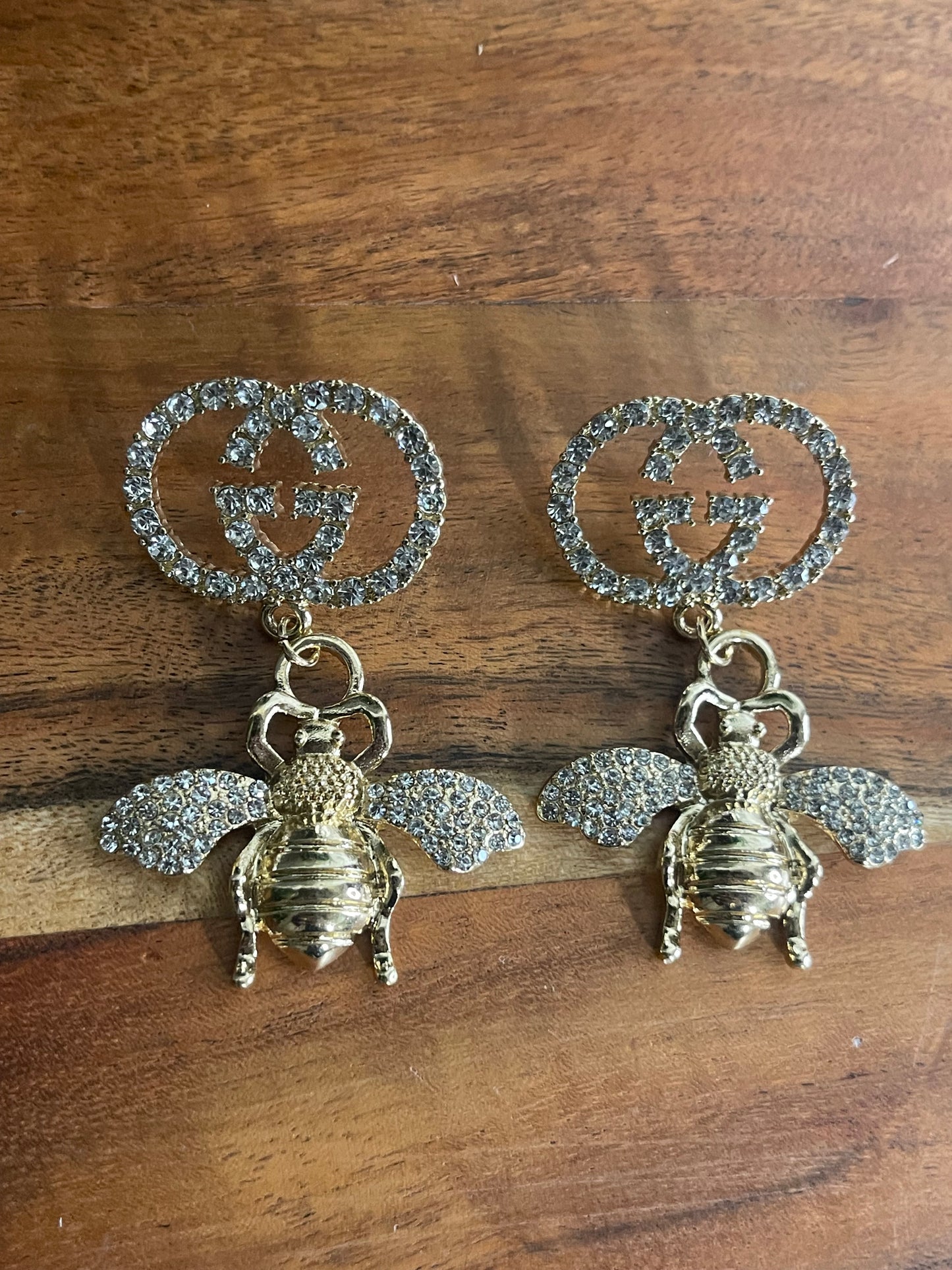 Bee Double GG Rhinestone Earrings