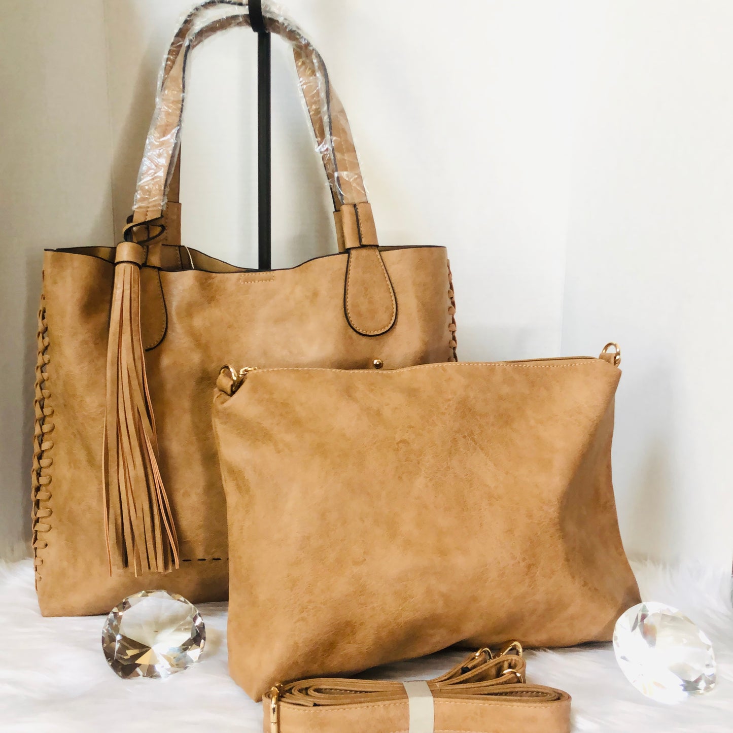 Mocha Whipstitch Tote Bag