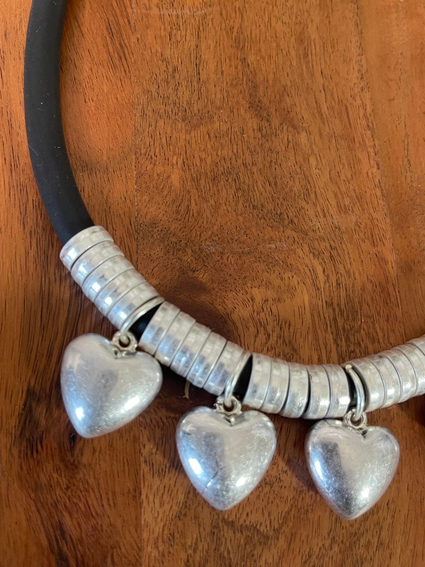 Silver 5 Heart Shaped Necklace