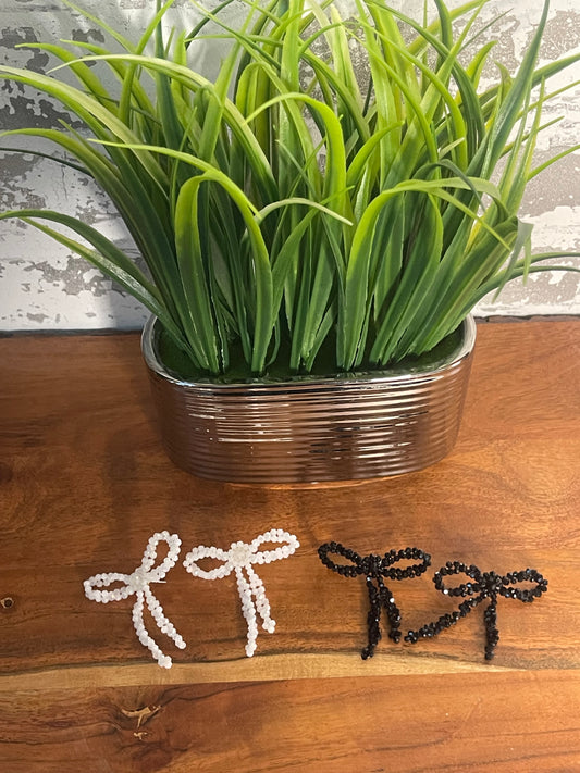 Large Beaded Bow Earrings