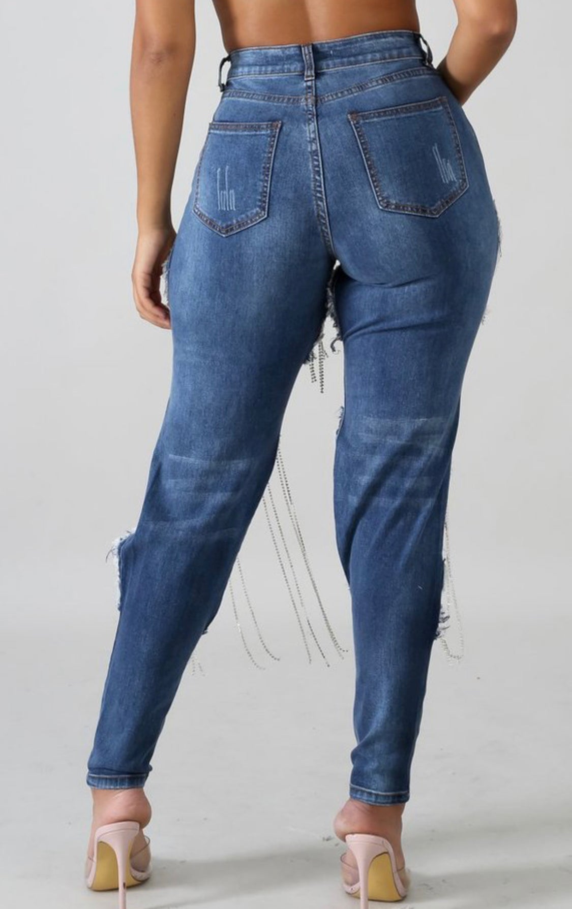 Rhinestone Distressed Jeans