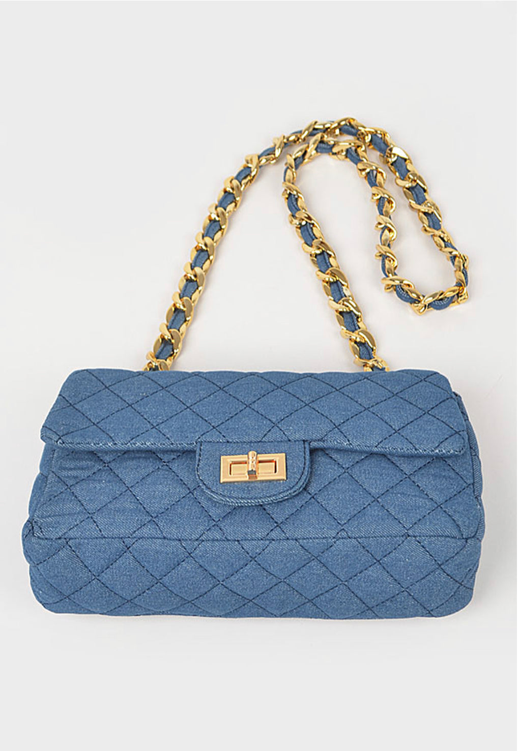 Jean Quilted Crossbody Purse with Gold Chain