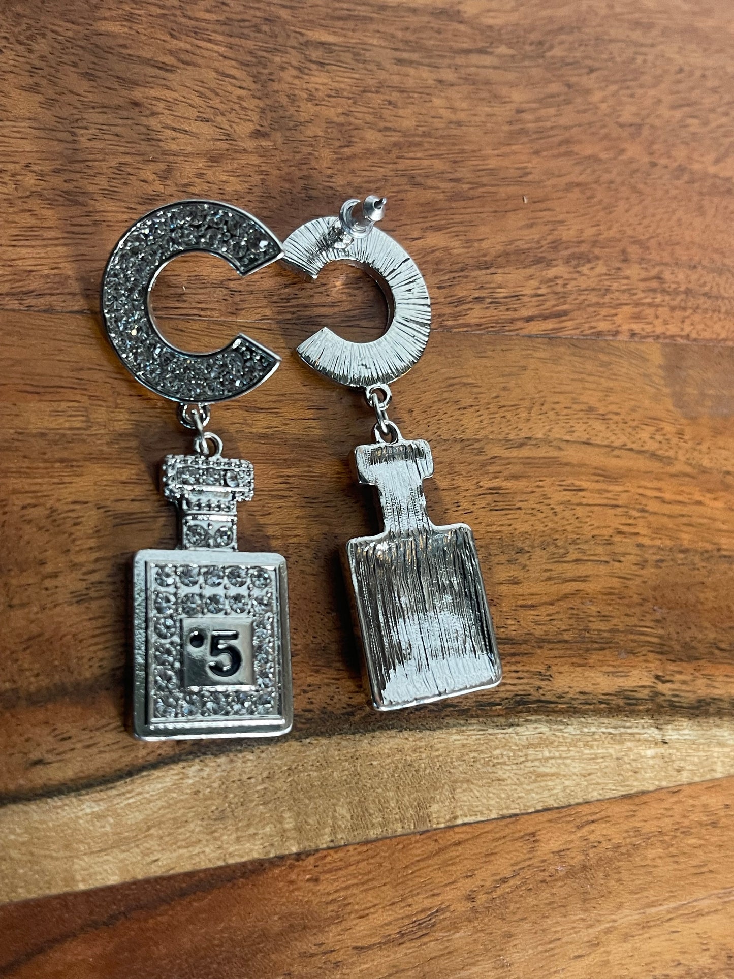 C Bling Perfume Bottle Dangling Earrings