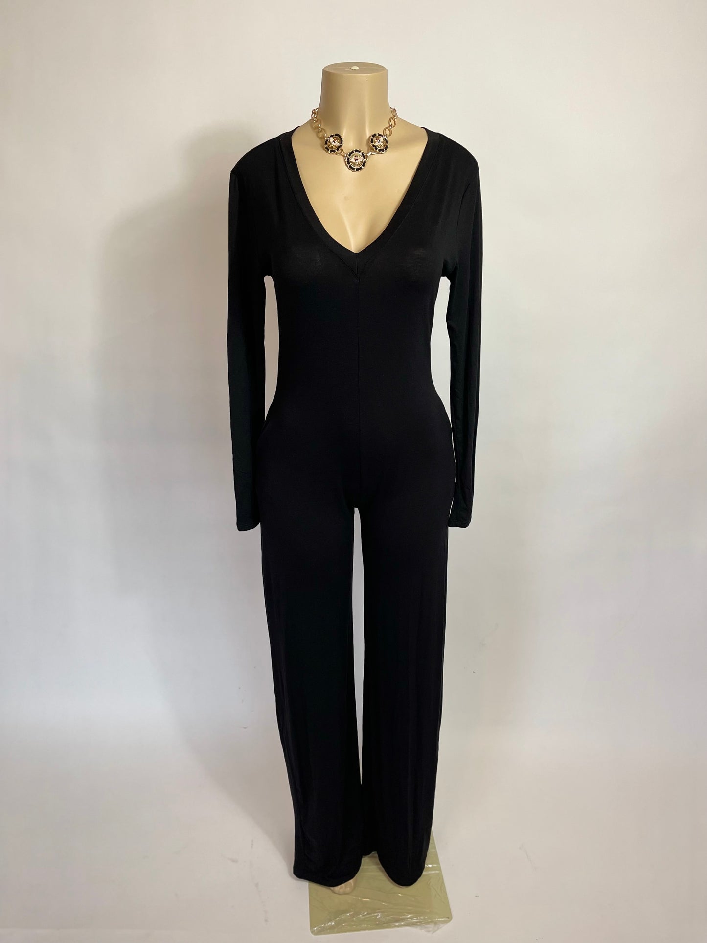 V-Shaped Wide Leg Jumpsuit