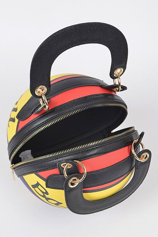 Color Blocking Basketball Purse with Gold Chain