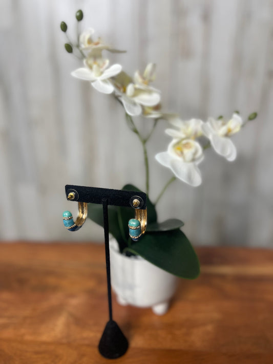 Color Blocked Two-Tone Hoop Earrings