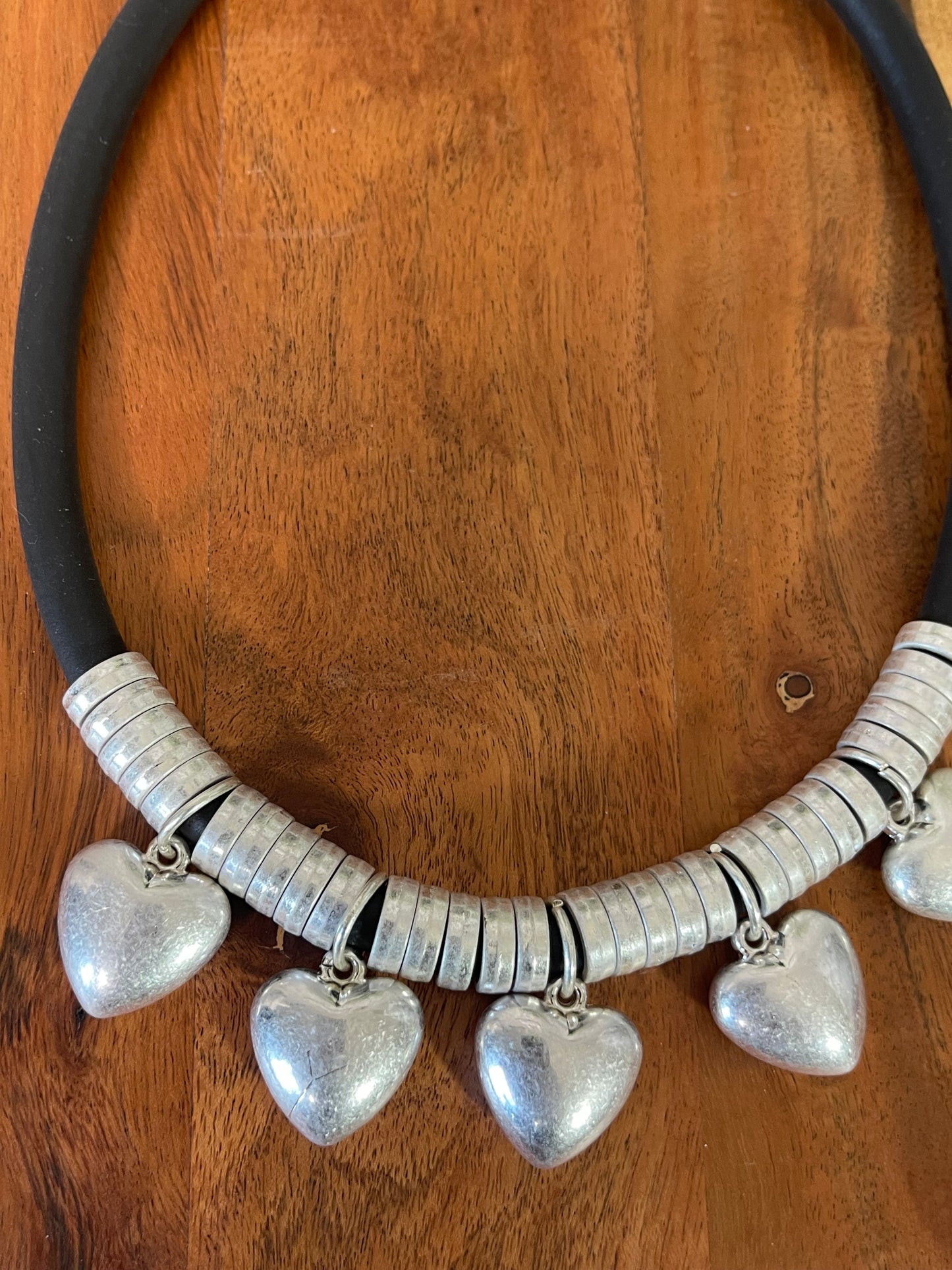 Silver 5 Heart Shaped Necklace