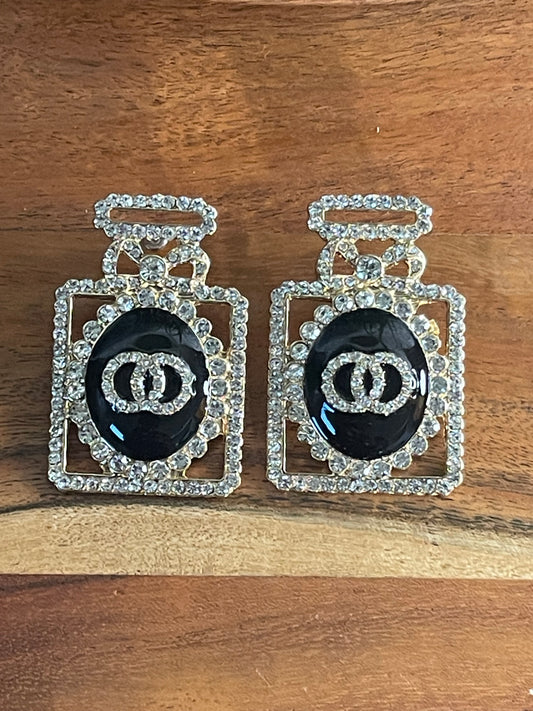Bling Rhinestone Perfume Shape Earrings