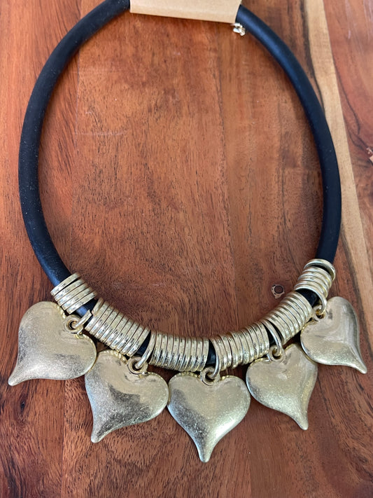 Gold 5 Heart Shaped Necklaces