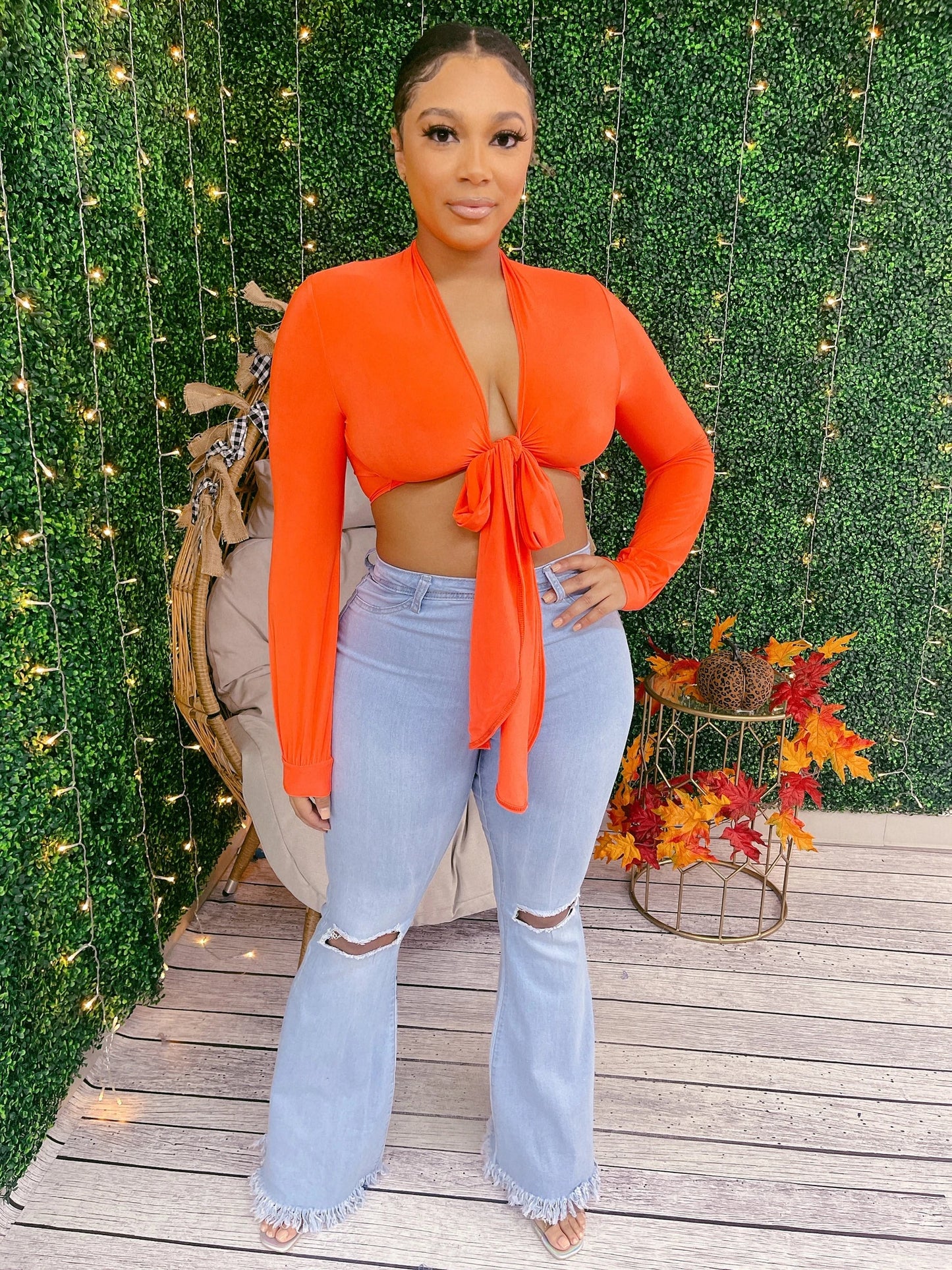 Light Distress Wide Leg Jeans