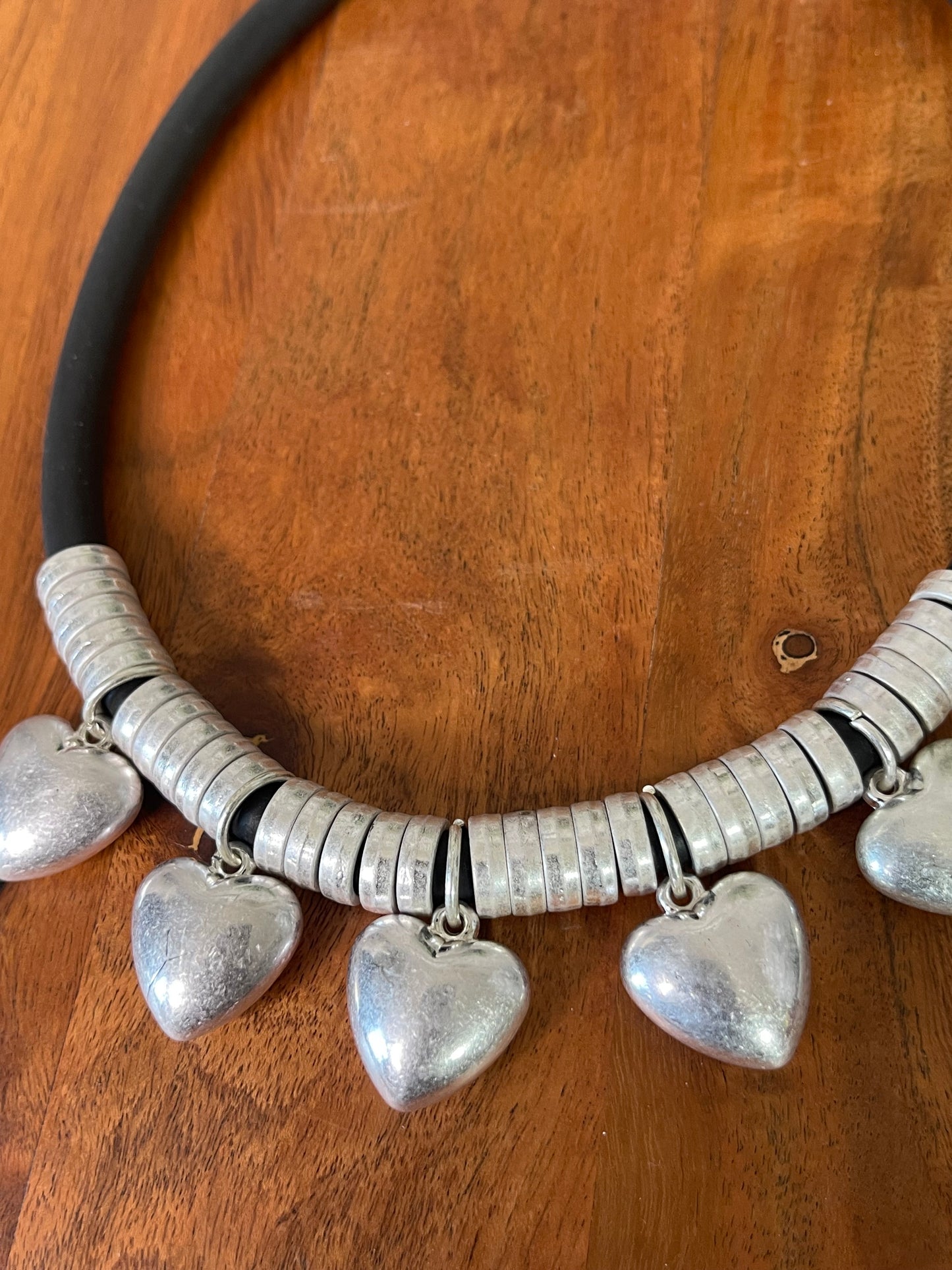 Silver 5 Heart Shaped Necklace